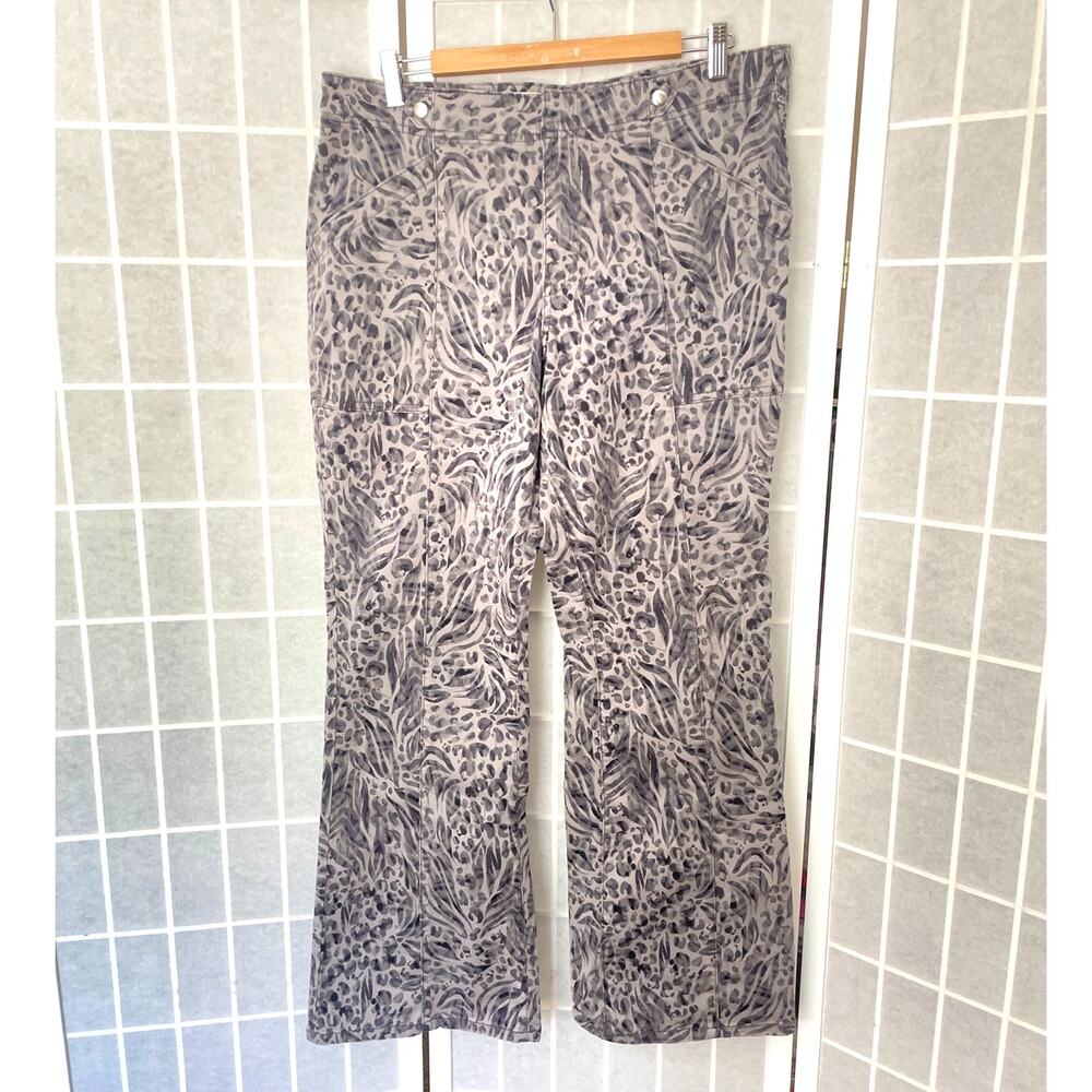 Pilcro Leopard Animal Print Flare Pants 32 Boho Festival y2k Retro Indie 70s - Picture 2 of 7